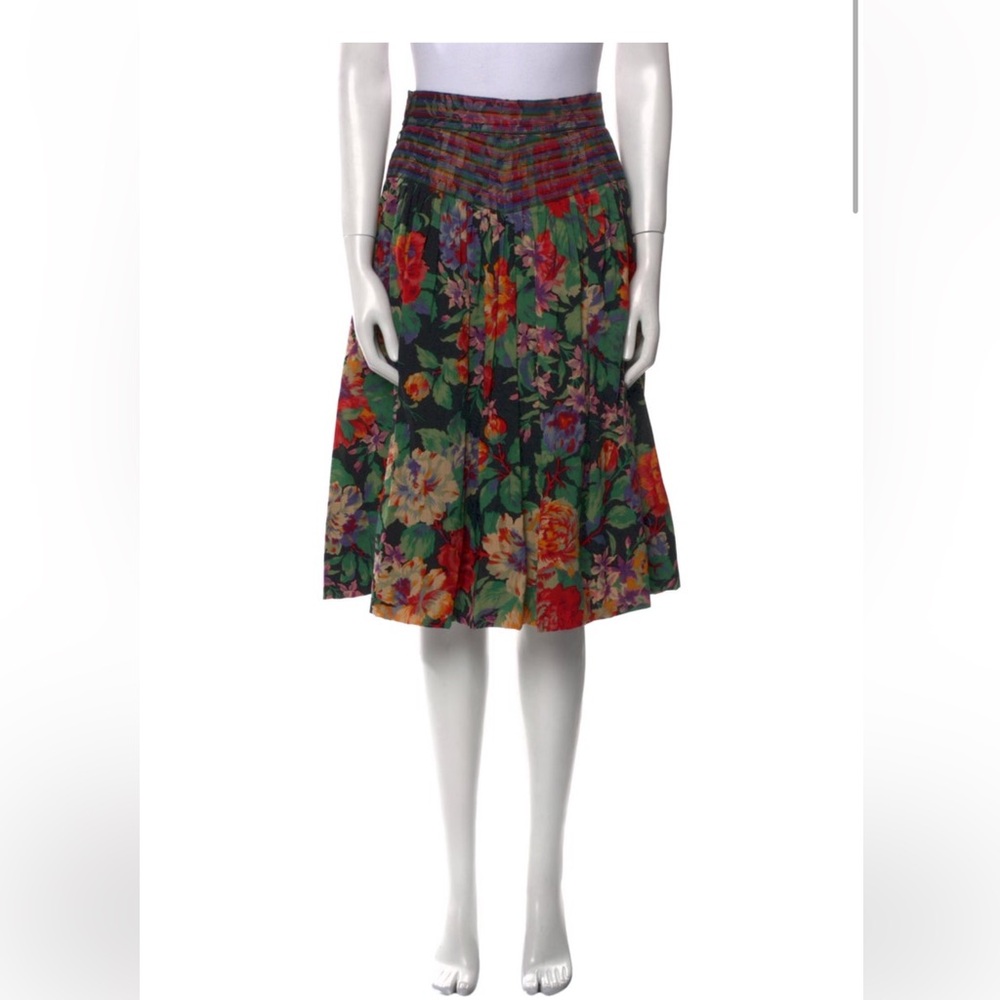 Bogner Floral Wool Knee Length Skirt